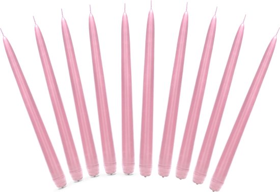 20x Bougies chandelles rose clair 24 cm - 5 heures de combustion - bougies chandelier