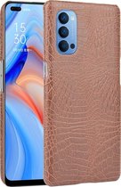 OPPO Reno 4 Hoesje - Mobigear - Croco Serie - Hard Kunststof Backcover - Bruin - Hoesje Geschikt Voor OPPO Reno 4