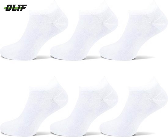 Hoogwaardig Bamboe sneaker sokken | Bamboe Unisex sokken | Maat 43-46 | 6 paar - Wit - Maat 43-46| Olif Socks
