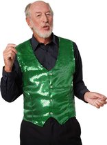 dressforfun - Paillettenvest heren groen M - verkleedkleding kostuum halloween verkleden feestkleding carnavalskleding carnaval feestkledij partykleding - 303977