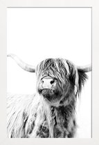 JUNIQE - Poster in houten lijst Highland Cattle Frida 2 -30x45 /Grijs