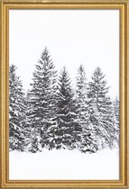 JUNIQE - Poster met houten lijst Zwarte winterbomen -13x18 /Wit &