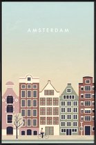 JUNIQE - Poster met kunststof lijst Amsterdam - retro -13x18 /Bruin