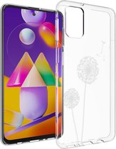 iMoshion Hoesje Geschikt voor Samsung Galaxy M31s Hoesje Siliconen - iMoshion Design hoesje - Wit / Transparant / Dandelion