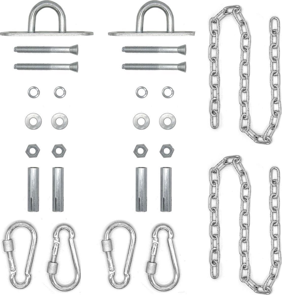 Set van 2: 230kg Ophangketting met Plafondhaak - 100cm Ophanging voor Schommel Hangstoel Hangmat