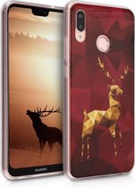 kwmobile telefoonhoesje voor Huawei P20 Lite - Hoesje voor smartphone in rood / goud - Rendier Polygoon design