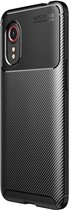 Hoesje Siliconen Carbon TPU Back Cover Zwart Geschikt voor Samsung Galaxy Xcover 5