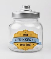 Snoeppot - Opkikkertje - Gevuld met Drop - In cadeauverpakking met gekleurd lint