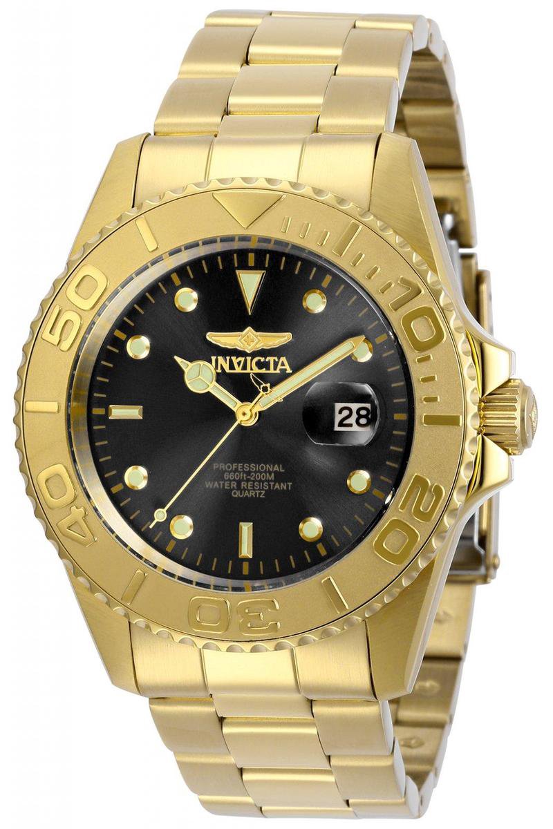 Invicta Pro Diver 29946 Heren Horloge - Waterdicht - Analoog - Quartz Uurwerk - Roestvrij Staal met zwarte Wijzerplaat - 43mm