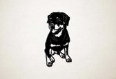 Wanddecoratie - Hond - Rottweiler 6 - M - 87x44cm - Zwart - muurdecoratie - Line Art