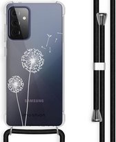 iMoshion Hoesje Geschikt voor Samsung Galaxy A72 Hoesje Met Koord - iMoshion Design Hoesje met Koord - Wit / Transparant / Dandelion