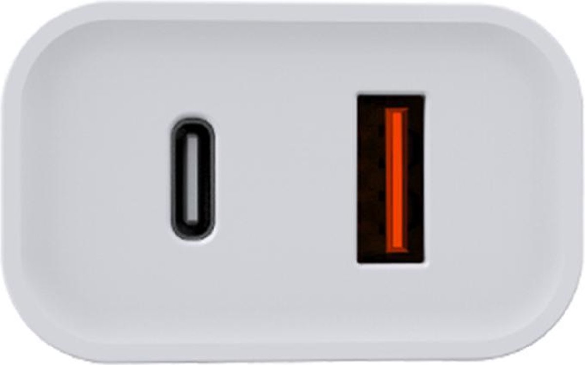 M-teck USB-C Oplader 20W met extra USB-A poort.