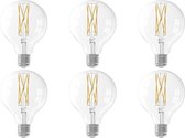 CALEX - LED Lamp 6 Pack - Filament G80 - E27 Fitting - Dimbaar - 4W - Warm Wit 2300K - Transparant Helder
