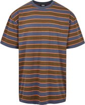 Urban Classics Heren Tshirt -XL- Yarn Dyed Oversized Board Stripe Groen/Blauw