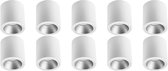 Opbouwspot 10 Pack - Luxino Cliron Pro - GU10 Fitting - Opbouw Rond - Mat Wit/Zilver - Aluminium - Verdiept - Ø90mm