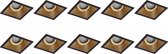 Spot Armatuur 10 Pack - Luxino Zano Pro - GU10 Fitting - Inbouw Vierkant - Mat Zwart/Goud - Aluminium - Kantelbaar - 93mm