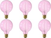 CALEX - LED Lamp 6 Pack - Nora Quartz G95 - E27 Fitting - Dimbaar - 4W - Warm Wit 2000K - Roze