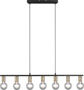 LED Hanglamp - Nitron Zuncka - E27 Fitting - 7-lichts - Rechthoek - Mat Zwart/Goud - Aluminium