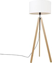 QAZQA telu - Landelijke Tripod | driepoot vloerlamp | Staande Lamp - 1 lichts - H 161 cm - Wit - Woonkamer | Slaapkamer