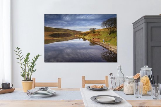 Canvas schilderij 120x80 cm - Wanddecoratie De Black Mountains in het Nationaal park Brecon Beacons met een donkere hemel - Muurdecoratie woonkamer - Slaapkamer decoratie - Kamer accessoires - Schilderijen op canvas