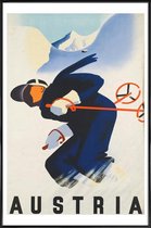 JUNIQE - Poster met kunststof lijst Vintage Oostenrijk skiën -13x18