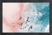 JUNIQE - Poster in houten lijst Roze strand -20x30 /Roze & Turkoois