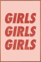 JUNIQE - Poster met kunststof lijst Girls Red -40x60 /Oranje & Rood