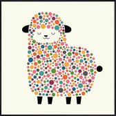 JUNIQE - Poster met kunststof lijst Bubble Sheep -20x20 /Kleurrijk