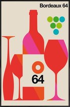 JUNIQE - Poster in kunststof lijst Vintage Bordeaux -20x30 /Oranje &