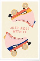 JUNIQE - Poster Rolschaatsen -13x18 /Ivoor & Roze