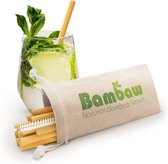 Herbruikbare Bamboe Rietjes | 12 Rietjes 13cm & 22cm | Opbergzakje | Herbruikbaar Rietje | Sterk & Duurzaam | Cocktail Rietje | Biologisch Afbreekbaar & Milieuvriendelijk | Vaatwasserbestendig | Bambaw
