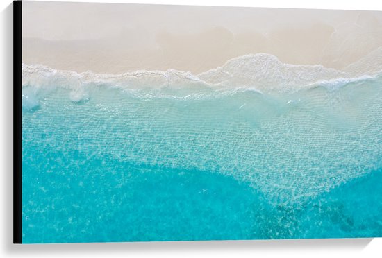 Canvas - Bovenaanzicht van Helderblauwe Oceaan met Golven - 90x60 cm Foto op Canvas Schilderij (Wanddecoratie op Canvas)