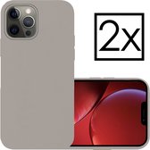 Hoes Geschikt voor iPhone 14 Hoesje Cover Siliconen Back Case Hoes - Grijs - 2x
