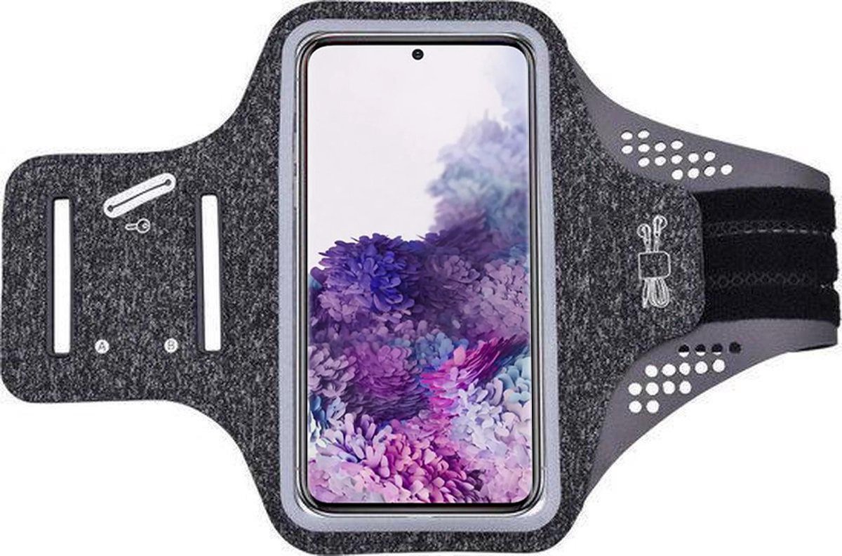 Hoesje Geschikt voor Samsung Galaxy S20 hardloop telefoonhouder – armband - sportband - van stof - Zwart