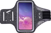 Hoesje Geschikt voor Samsung Galaxy S10 hardloop telefoonhouder – armband - sportband - van stof - Zwart