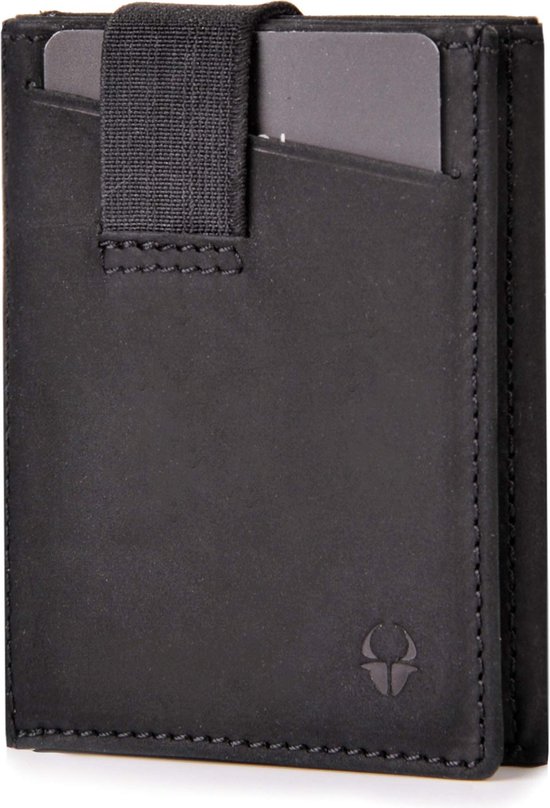 DONBOLSO Wallet 2 I Smart wallet avec porte-monnaie I Wallet avec protection RFID I jusqu'à 12 cartes I Mini Wallet pour hommes et femmes I Wallet I Cuir I Zwart