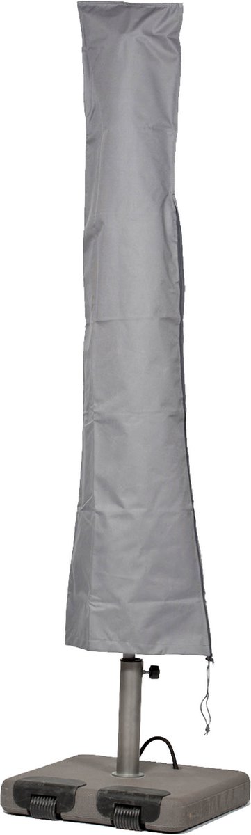Beschermhoes voor parasol | 295 cm x 45 / 65 cm | geschikt voor parasols tot Ø 500 cm | polyesterweefsel van het type Oxford 600D, kleur: grijs.