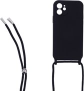 Ketting silicone telefoonhoesje Geschikt voor: iPhone 12 - TPU - Silicone - Zwart - ZT Accessoires