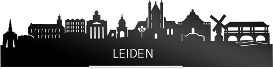 Standing Skyline Leiden Zwart Glanzend - 40 cm - Woon decoratie om neer te zetten en om op te hangen - Meer steden beschikbaar - Cadeau voor hem - Cadeau voor haar - Jubileum - Verjaardag - Housewarming - Aandenken aan stad - WoodWideCities