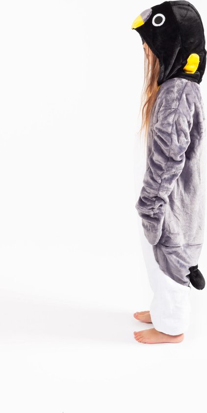 fenomeen herten Taille KIMU Onesie pinguin grijs pak kind kostuum - maat 146-152 - pinguinpak  jumpsuit pyjama | bol.com
