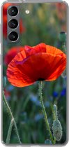 Geschikt voor Samsung Galaxy S21 hoesje - Kleurrijke Klaprozen in Nederland - Siliconen Telefoonhoesje