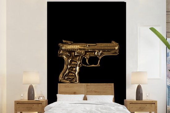 Papier peint - Papier peint photo Gun - Zwart - Or - Largeur 195 cm x Hauteur 300 cm