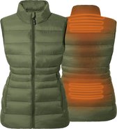 Verwarmde Mouwloze Vest - Slim Fit Voor Vrouwen - extra gevoerde kraag - Rapid power technologie - kaki