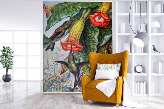 Papier peint photo peint photo vinyle - Colibri ancien imprimé oiseau largeur 175 cm x hauteur 240 cm - Tirage photo sur papier peint (disponible en 7 tailles)