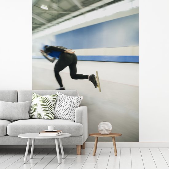 Papier peint photo peint photo vinyle - Le patineur patine dur sur la glace largeur 175 cm x hauteur 240 cm - Tirage photo sur papier peint (disponible en 7 tailles)