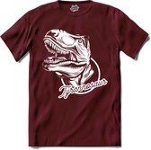 Tyrannosaur | Dino - Dinosaur - Dinosauriërs - T-Shirt - Unisex - Burgundy - Maat M