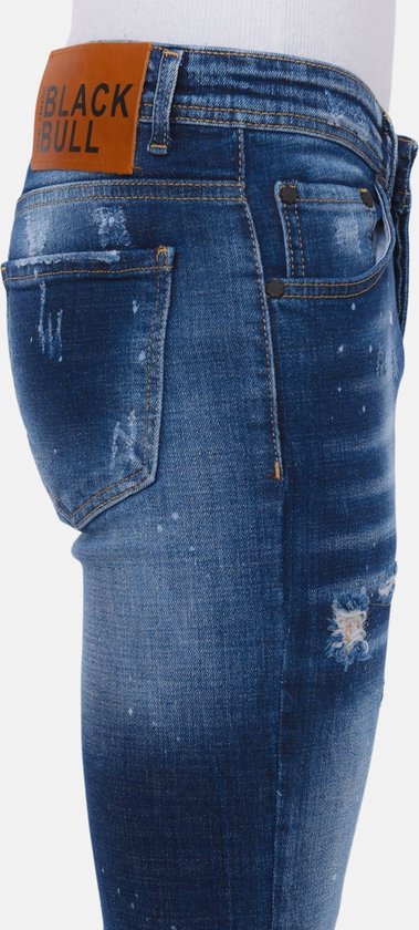 Paint Splatter Ripped Jeans Heren - Slim Fit -1075- Blauw | bol.com
