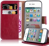 Cadorabo Hoesje geschikt voor Apple iPhone 4 / 4S in WIJN ROOD - Beschermhoes met magnetische sluiting, standfunctie en kaartvakje Book Case Cover Etui