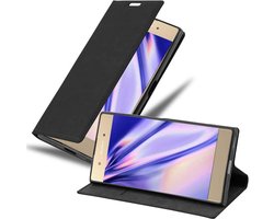 Cadorabo Hoesje geschikt voor Sony Xperia XA1 PLUS in ZWARTE NACHT - Beschermhoes met magnetische sluiting, standfunctie en kaartvakje Book Case Cover Etui