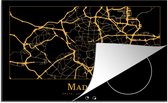 KitchenYeah® Inductie beschermer 81.6x52.7 cm - Kaart - Madrid - Goud - Zwart - Kookplaataccessoires - Afdekplaat voor kookplaat - Inductiebeschermer - Inductiemat - Inductieplaat mat